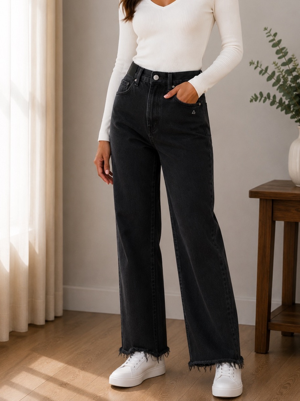 Hidden Relaxed Fit Womens Black Jeans
